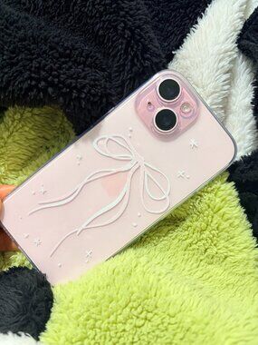 Soft White Bow Star Clear Case for iPhone